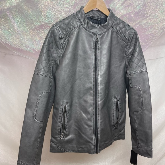 NWT Grey Quilted Biker Jacket - Picture 2 of 7